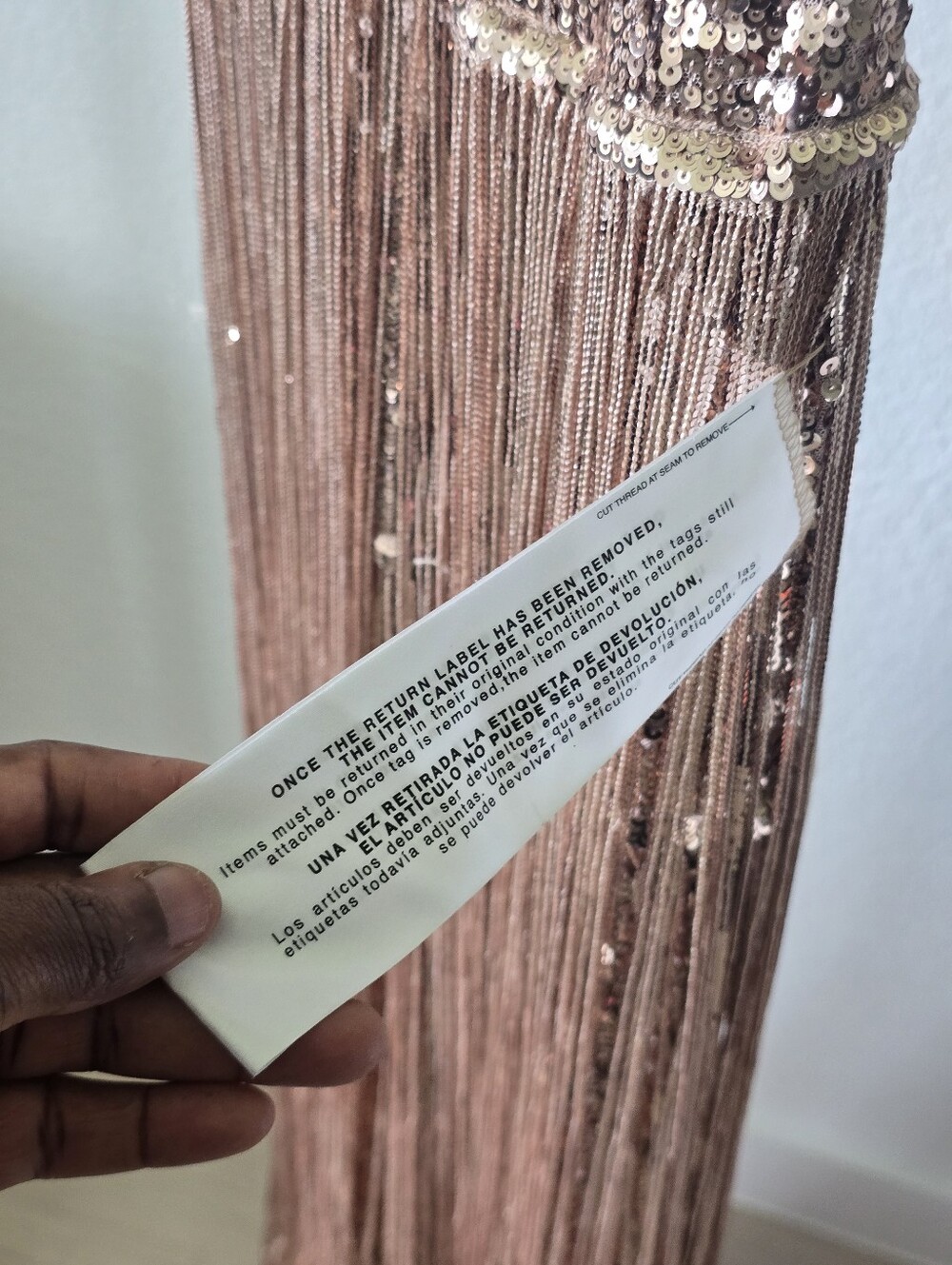 Dress The Population NWT Gold Sequin Fringe Maxi Gown XS $598 Deep V Formal - Picture 13 of 16